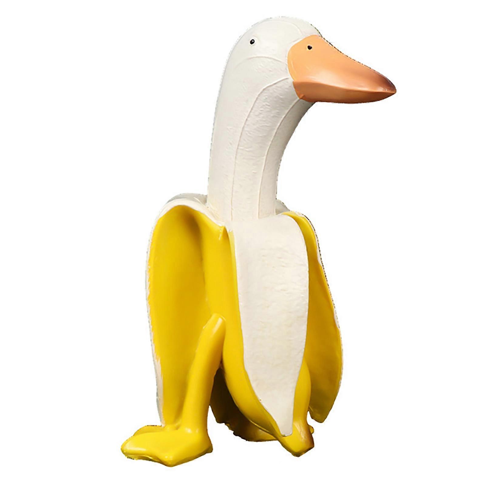 Banana Duck Art Statue Funny Fruit Animal Ornament Creative Home Desktop Decor for Shelf Office