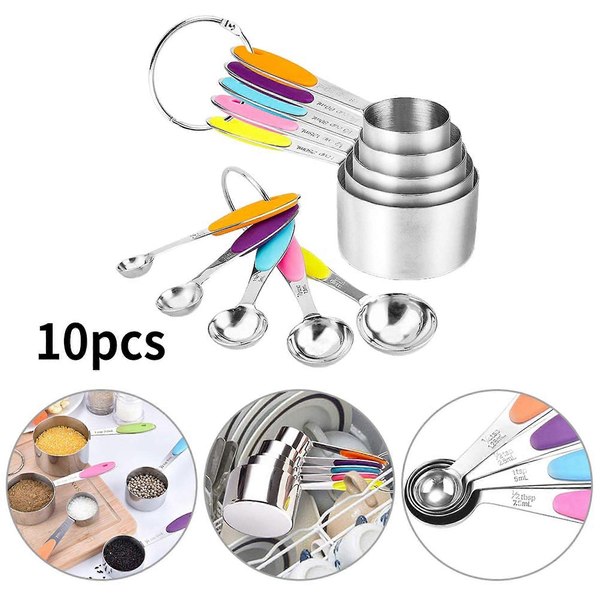 10pcs Functal Measuring And Spoon Set, Less Steel Kit Tools