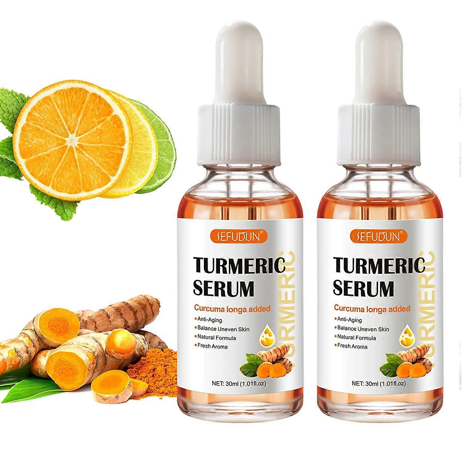 2 Pack Turmeric Serum for Anti-wrinkle, Turmeric Dark Spot Corrector Serum for Hyperpigmentation, Moisturizing Face Brightens the Skin 60ml