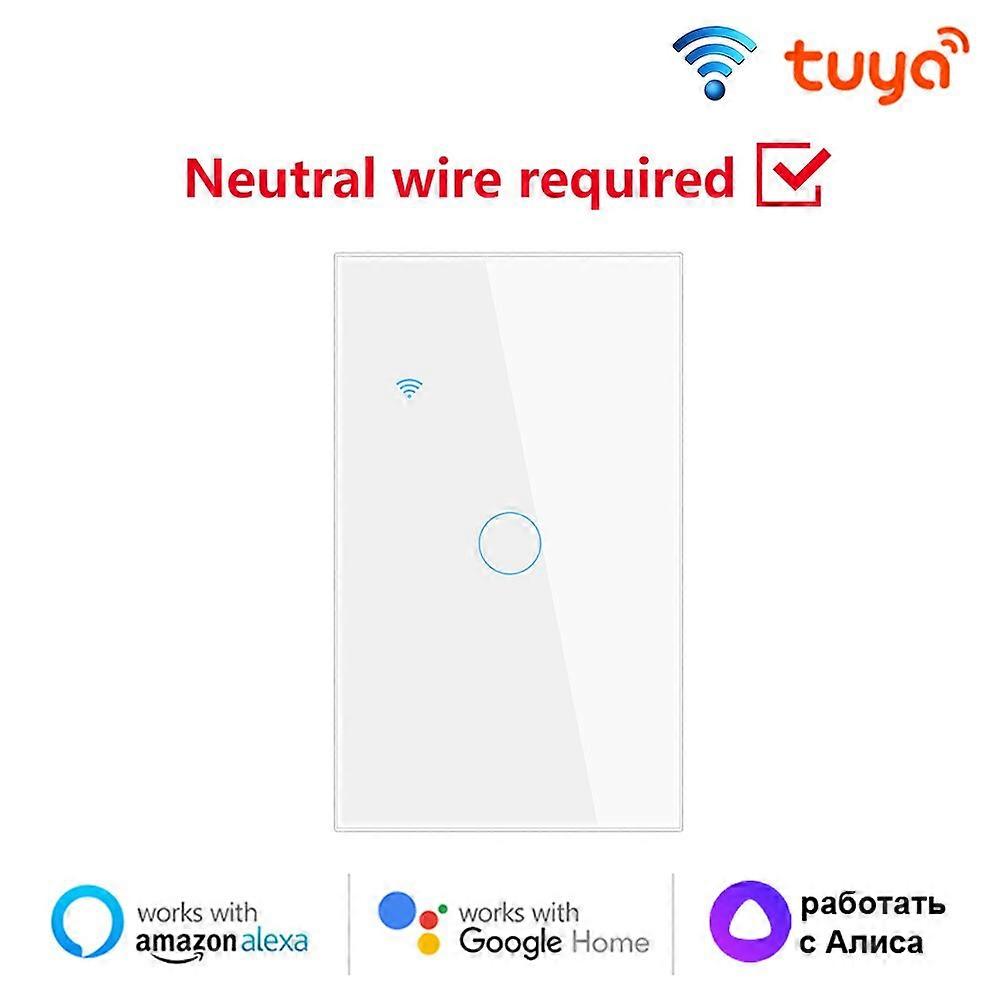 Tuya EU US Wifi Smart Touch Switch 1/2/3/4 Gang Wall Light Switch Smart Life Neutral Wire Require For