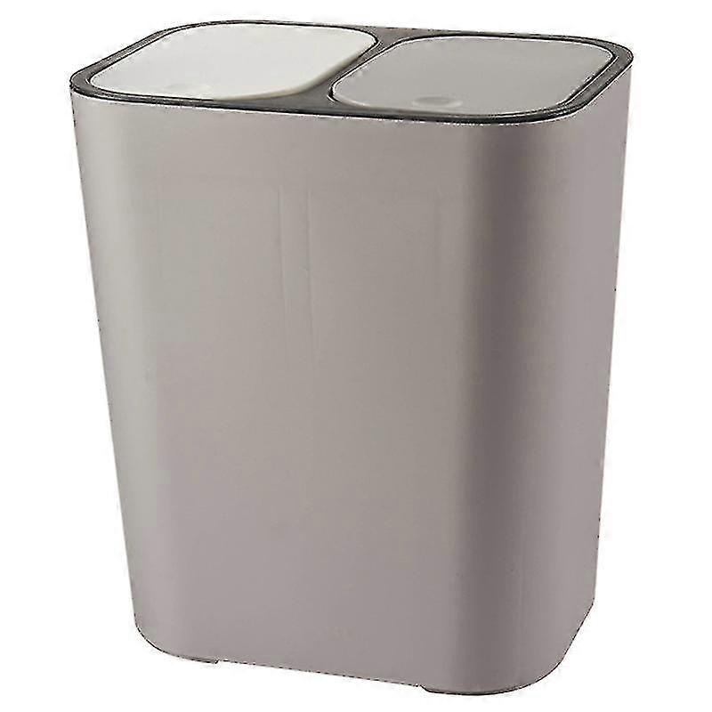 Trash Can Rectangle Plastic -button Dual Compartment 12 Liter Recycling Waste Bin Garbage Can-grey
