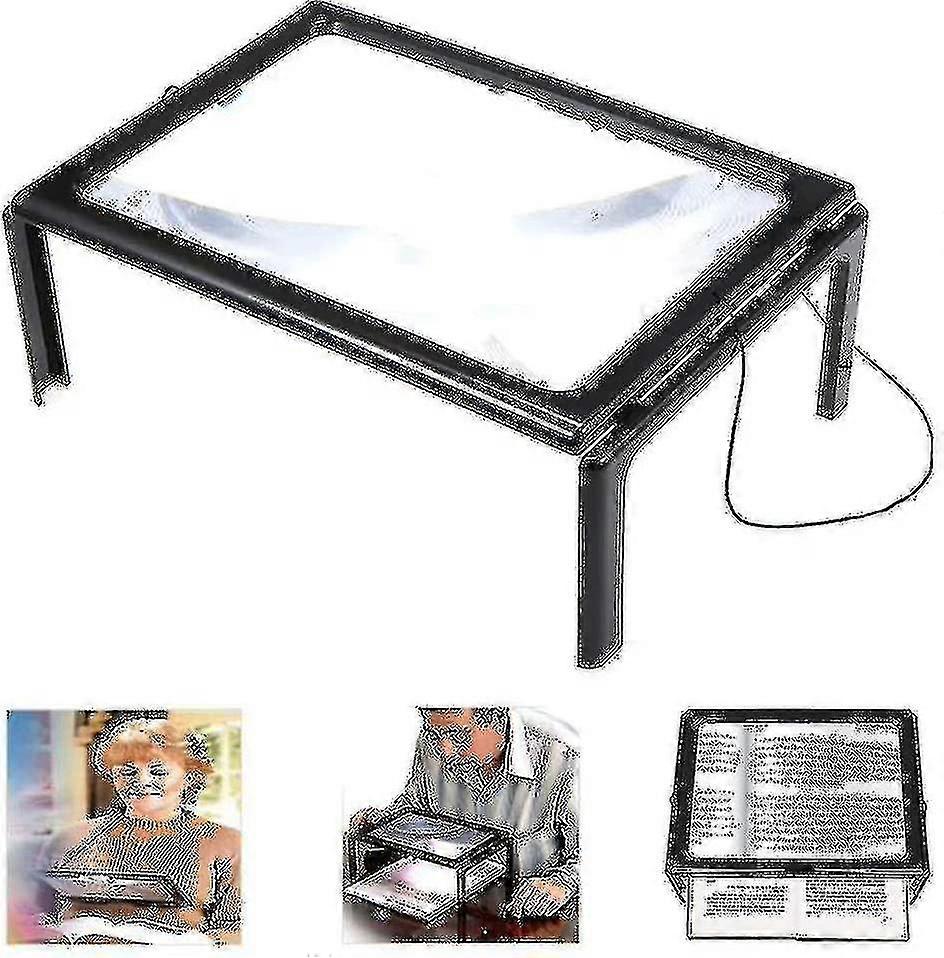 Rectangular Magnifier Comptiable With Visually Impaired 3x Full Page Magnifier Magnifier With Hands-free Light Aespa