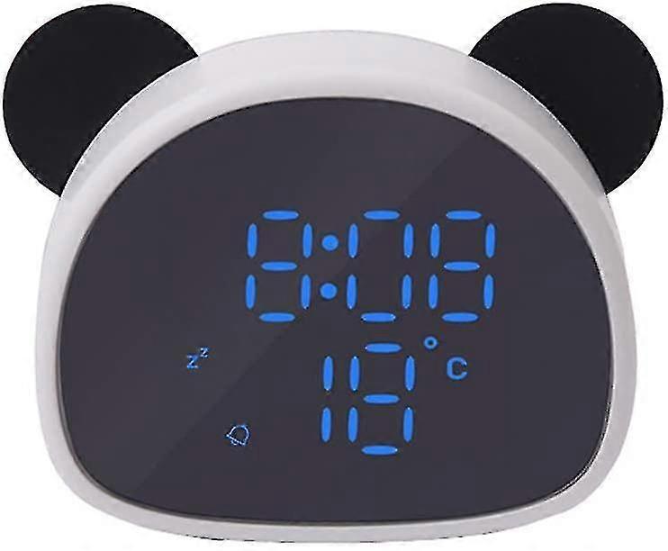 Cute Panda Alarm Clock,digital Led Desktop Clock For Bedside (black)