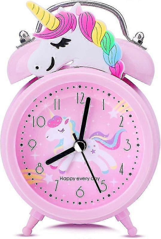 女の子のためのユニコーン目覚まし時計、子供の女の子のための非時を刻む目覚まし時計、サイレントピンクのベッドサイドアラームCLO[HssS]