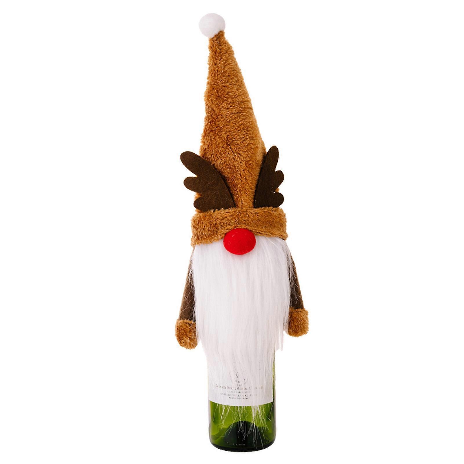 Champagne Bottle Cover Increase Atmosphere Reusable Fine Workmanship Wide Application Gift Decorate Cartoon Shape Faceless Plush Christmas Wine Bottle