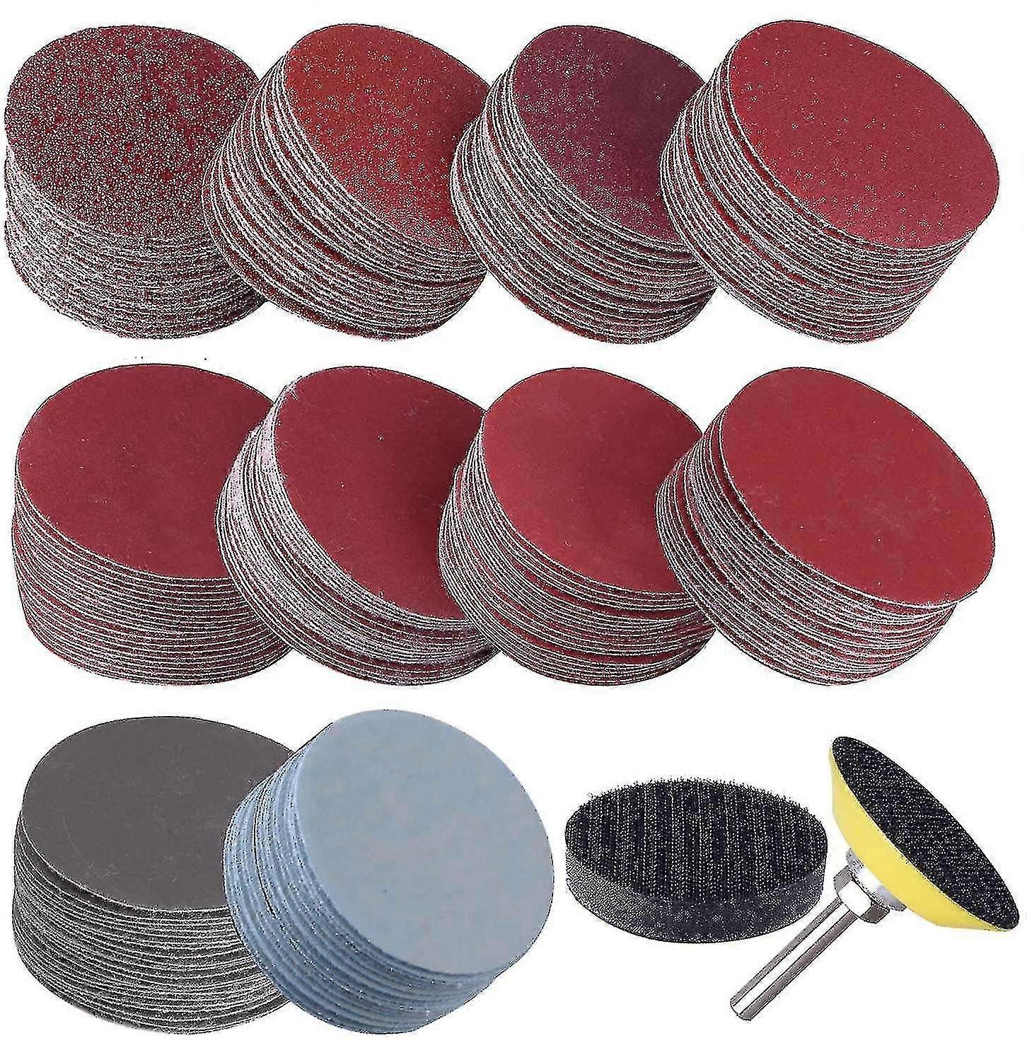 200 peças 50mm 2 polegadas rodas abrasivas 80-3000 Rodas de lixamento de papel de grão com 1