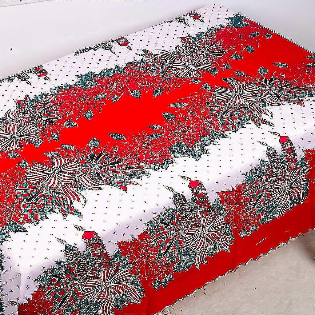 Christmas Tablecloth - Christmas Scroll Printed Fabric Water Resistant