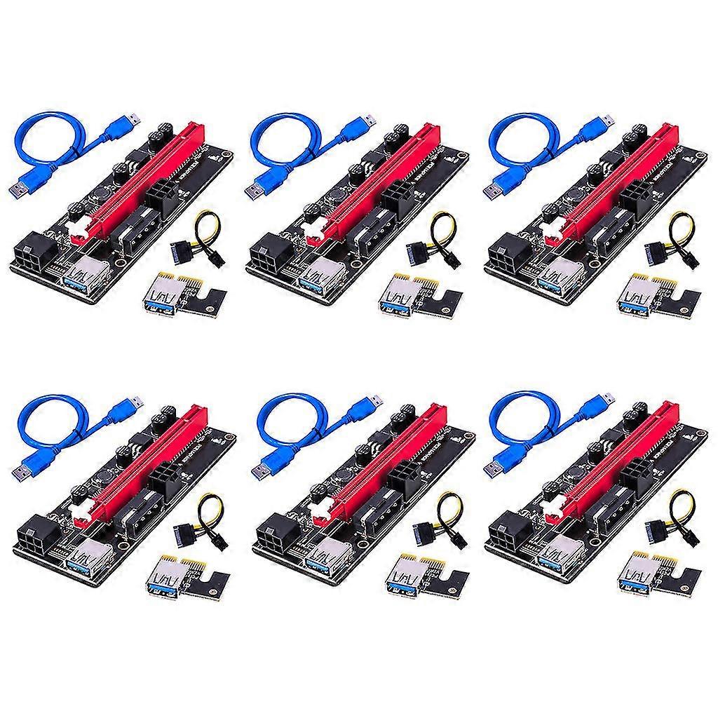 6pcs Newest Ver009 Usb 3.0 Pci-e Riser Ver 009s For Express 1x 4x 8x 16x Extender Adapter Card Sata 15pin To 6 Piin