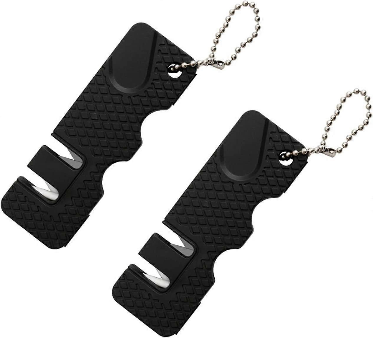 2 Pcs Mini Knife Sharpener Stone Outdoor Tools Kitchen Multifunction Portable Mini Sharpening Stone(Black)