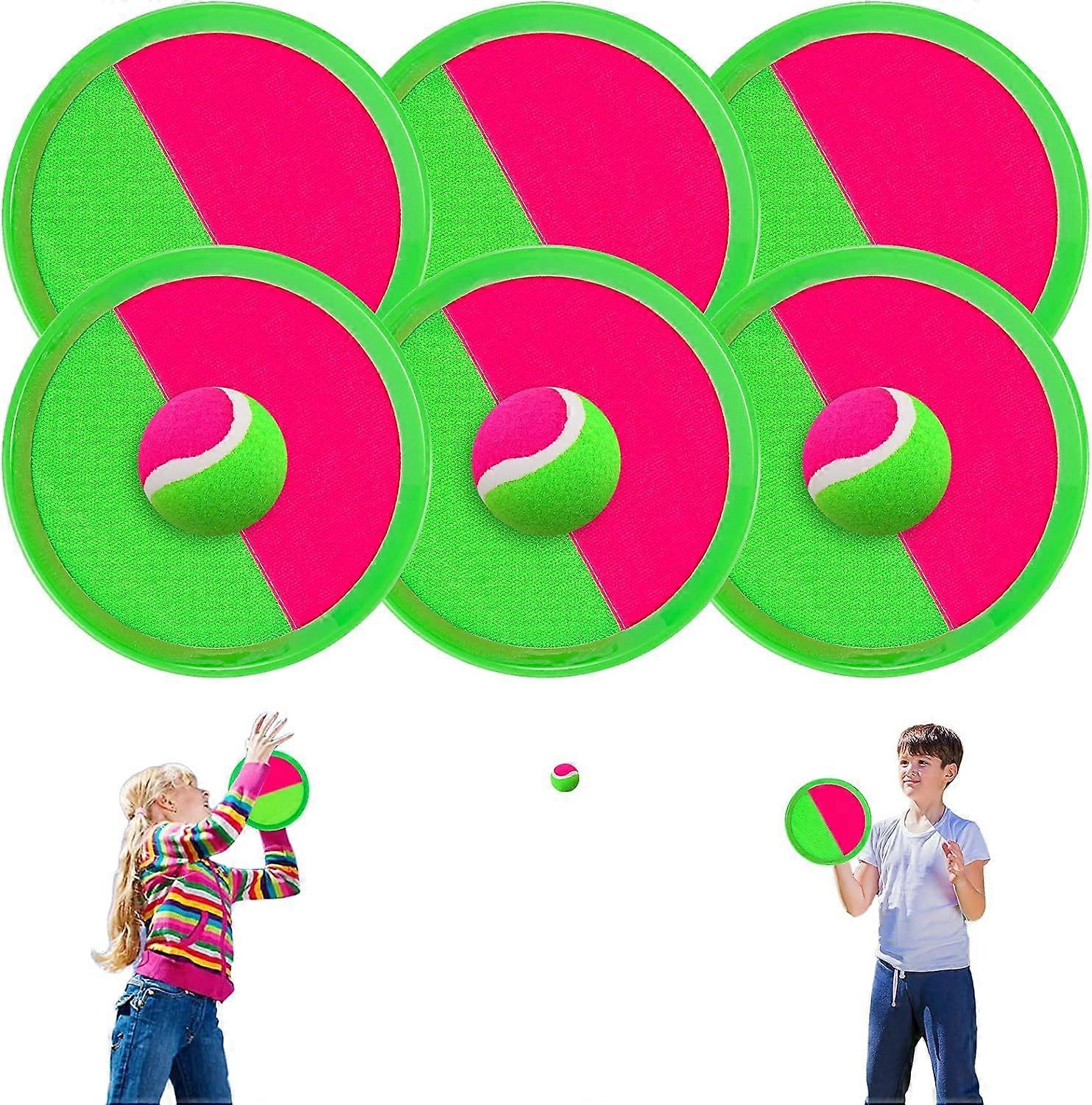 ألعاب خارجية للأطفال ، إرم والتقاط الكرة ، ألعاب الفناء الخارجي للأطفال مع 6 مجاذيف 3 كرات لعبة مجداف
