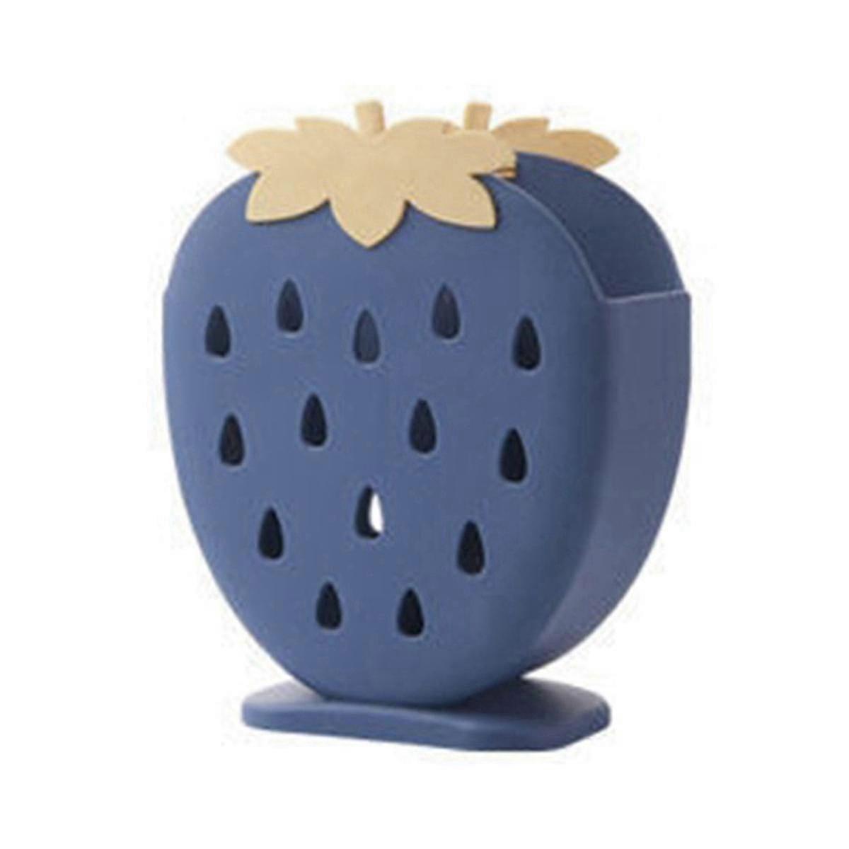 Cute Strawberry Chopsticks Holder Drain Rack Kitchen Tableware Storage Rack Drainer Spoon Fork Knife Shelf Holder Blue