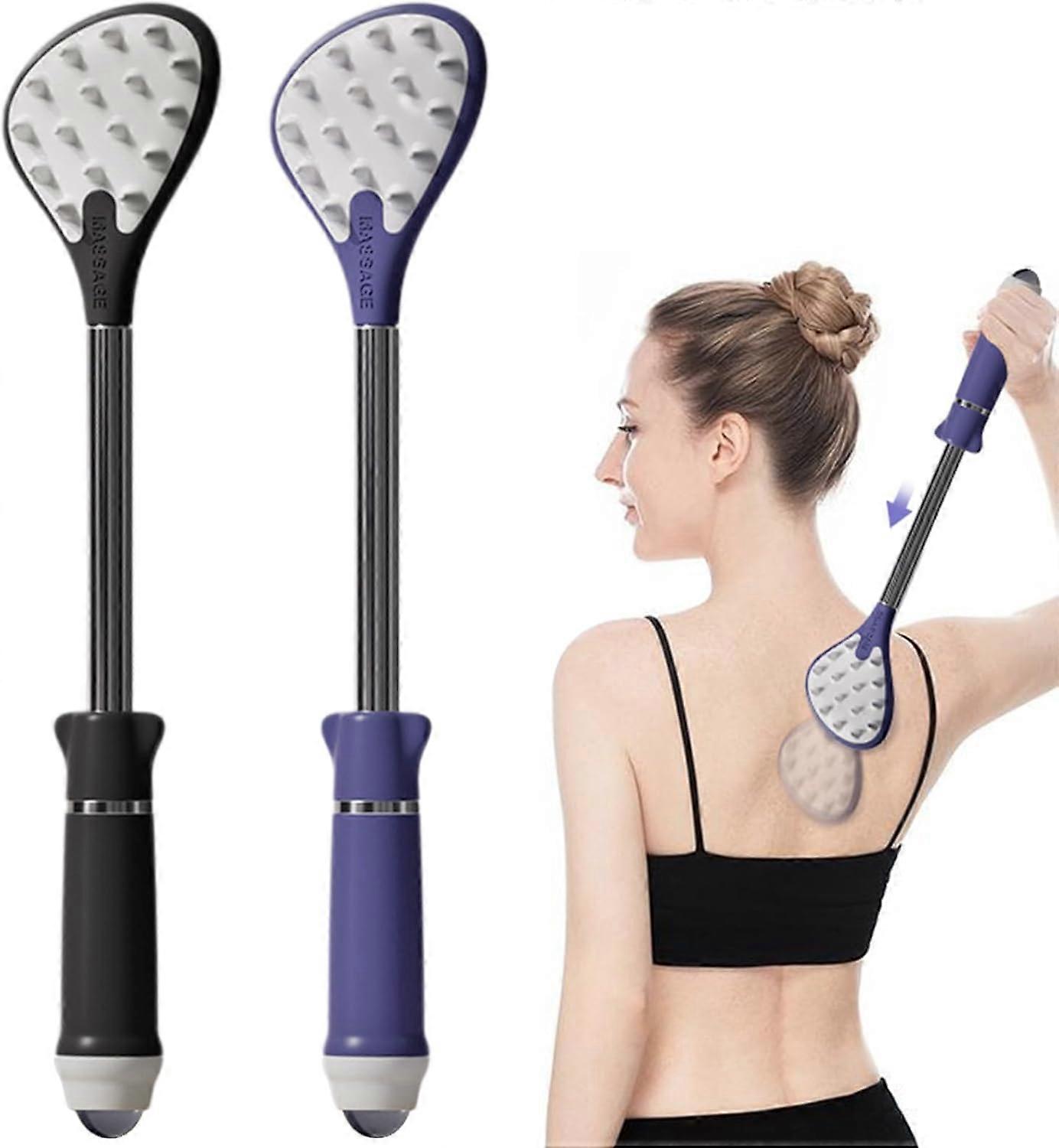 バックスクラッチャー、2個伸縮式バックスクラッチャー、拡張可能な長さ27-61cm、磁気マッサージビーズ付きバックスクラッチャー