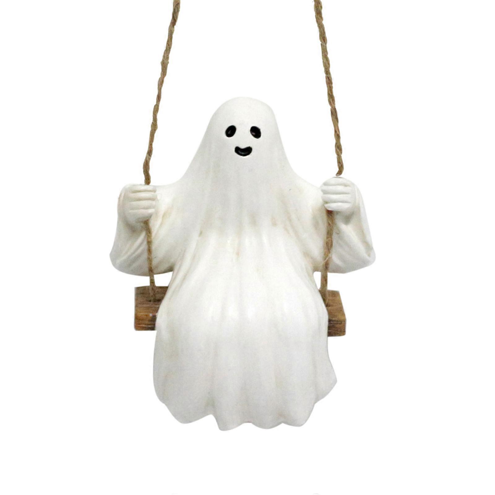 Swinging Ghost Halloween Yard Decor - Creepy Hanging Ghost Prop