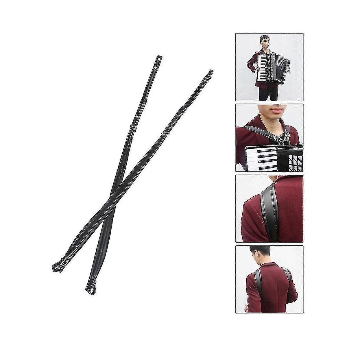 レザーアコーディオンストラップ防水調整可能16ベース-120ベースアコーディオンユニバーサルショルダーストラップ(ブラック)