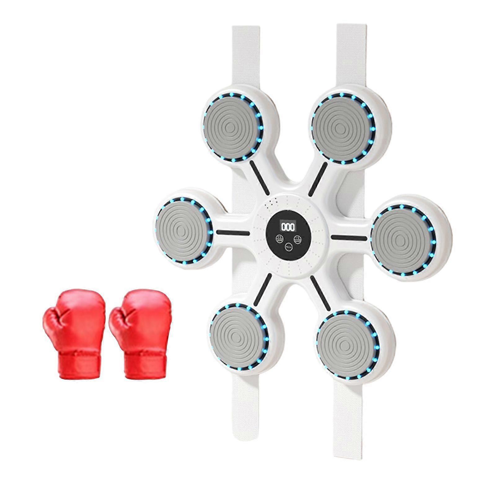 Music Boxing Machine with Gloves Lighted Electronic Music Boxing Wall Target with Kids Gloves