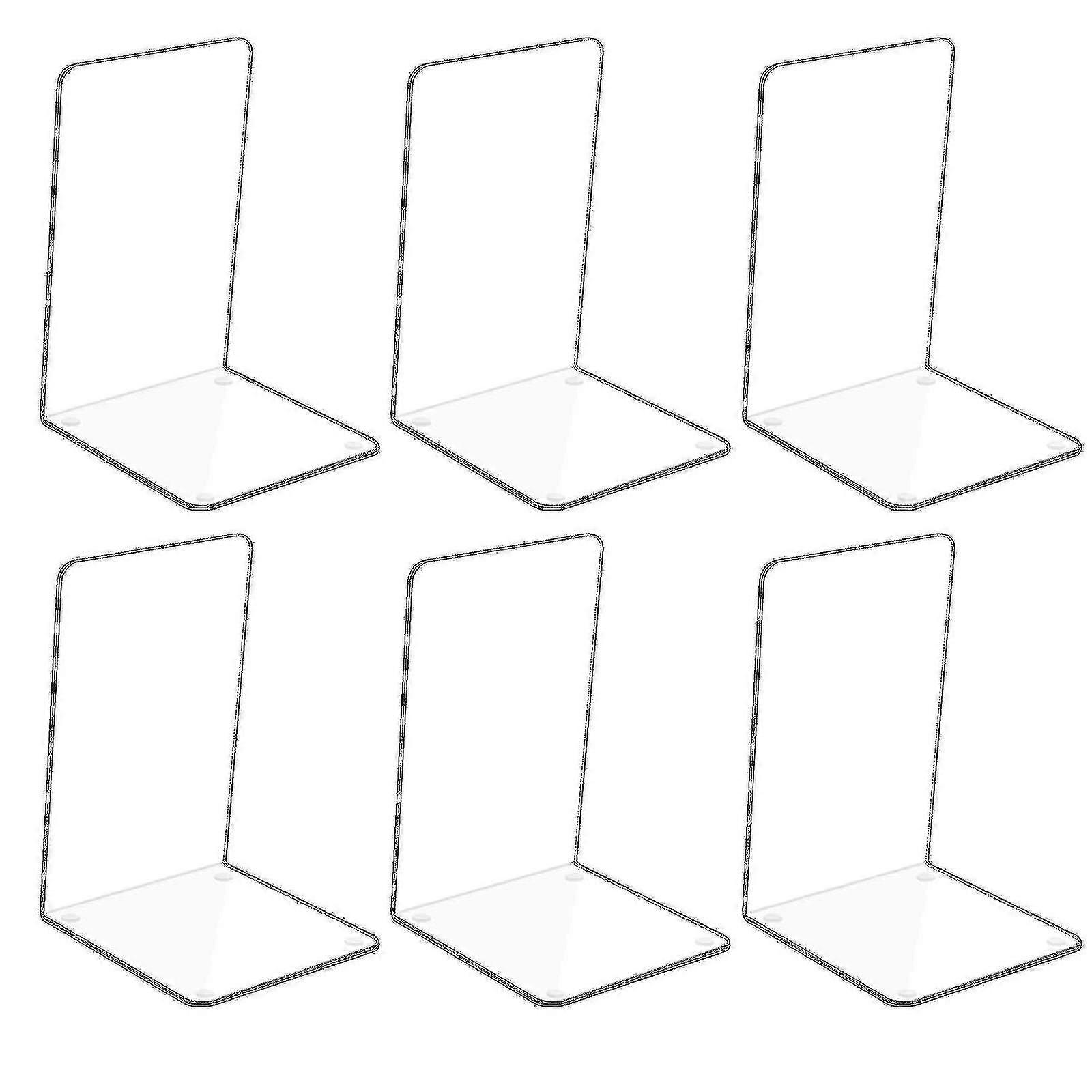 滑り止めステッカー付き6個の透明なアクリルブックエンド、寝室、図書館、オフィス、学校、デスクオーガナイザーのブックエンド-YNP