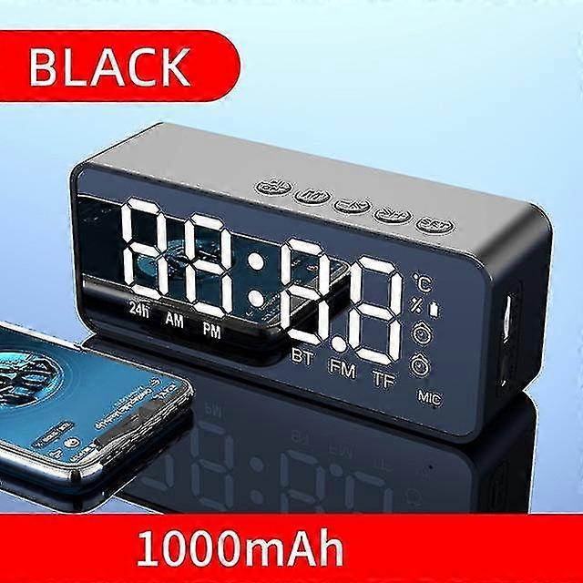 Wireless Bluetooth Speaker Small Mini Alarm Clock Portable Cannon Mini Voice Broadcast The Card Instert Vehicular Audio System black