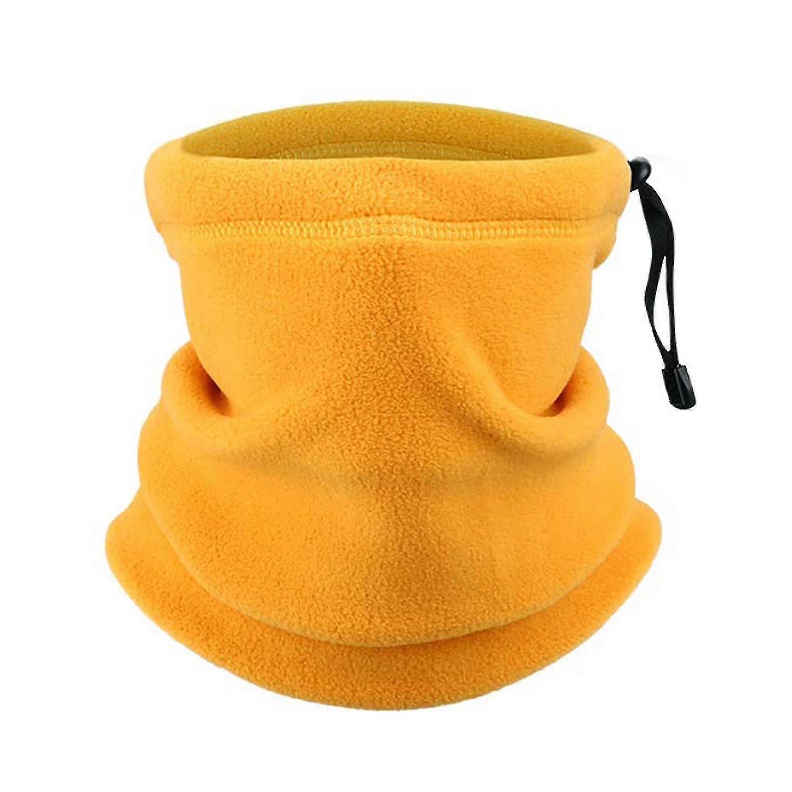 Soft Neck Warmer Gaiter Solid Color Drawstring Design Fleece Neck Gear For Cycling