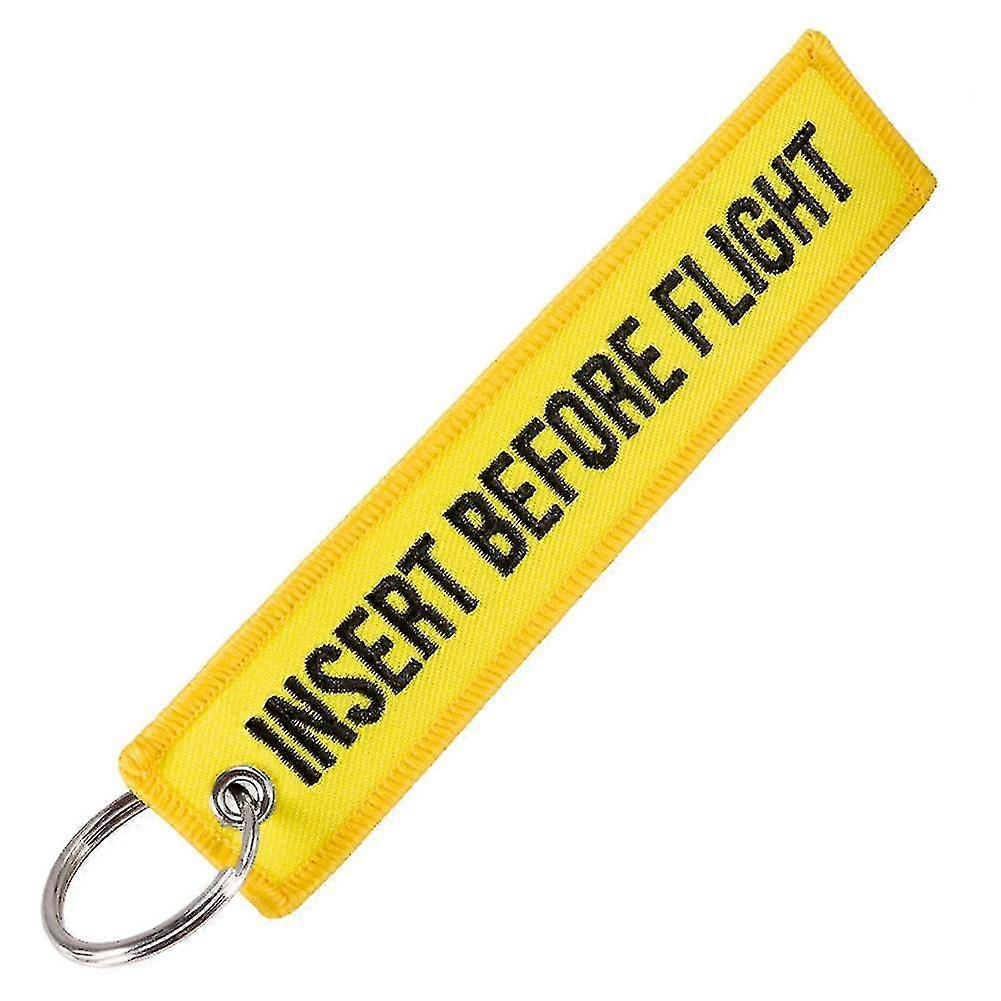 Sett inn før Flight Print Broderi Tag nøkkelring Chain Anheng Gift