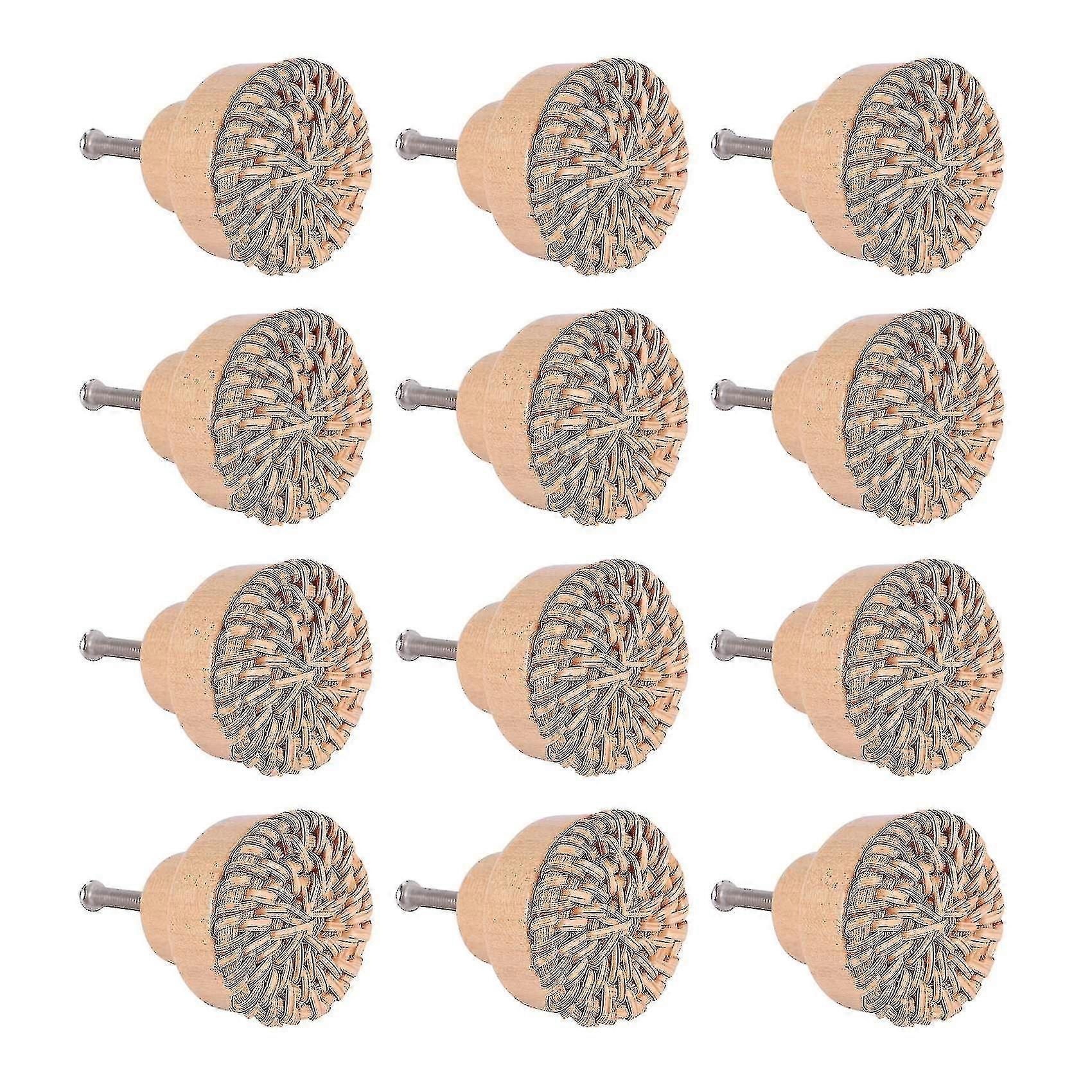 bohemian dresser knobs 12 Pieces 35mm Boho Rattan Knobs Wood Drawer Knobs Round Wooden Dresser Handles With Color:Lilac Print* The White Knitted Dress new free people