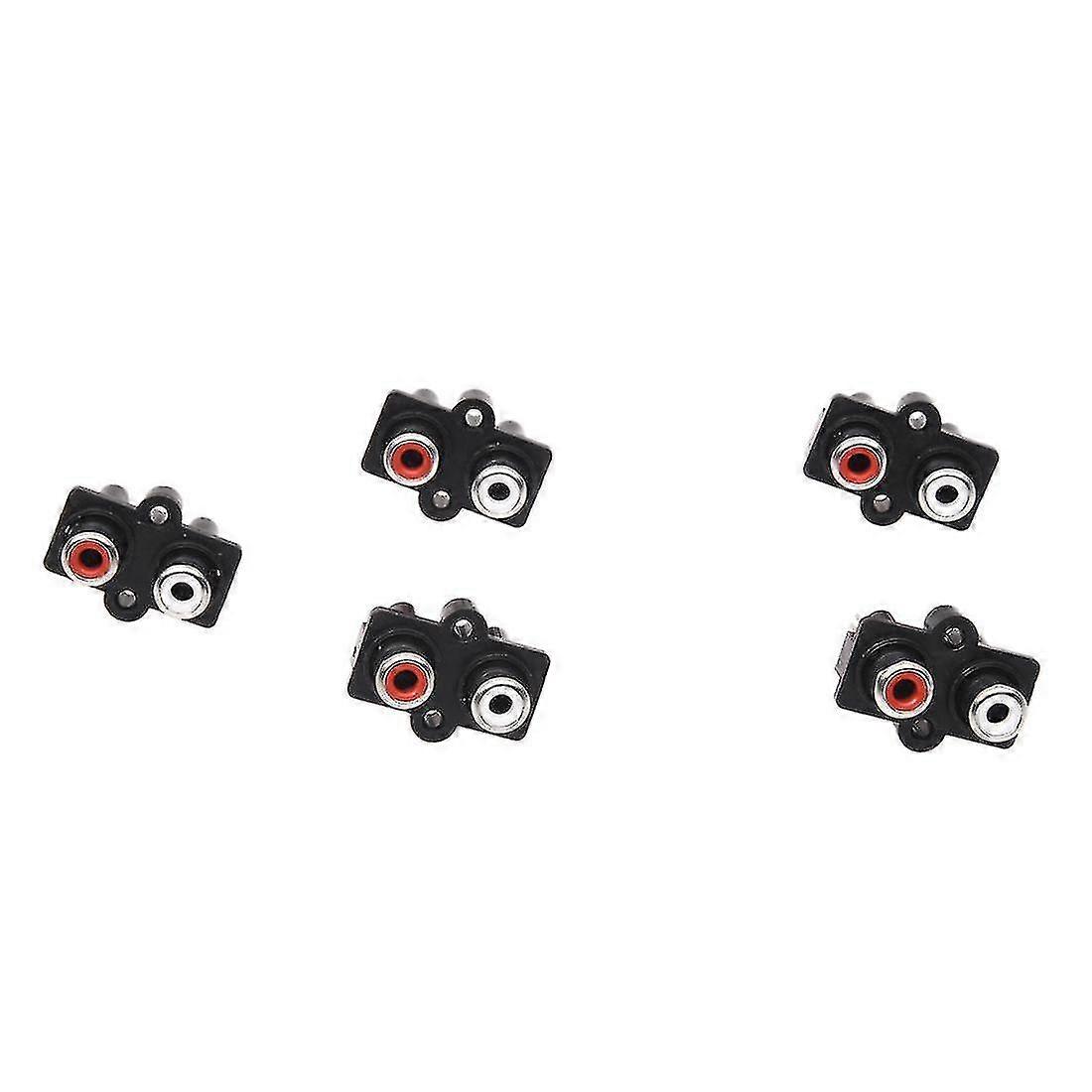 5 Pcs 2 Rca Female Outlet Av Concentric Socket Connector