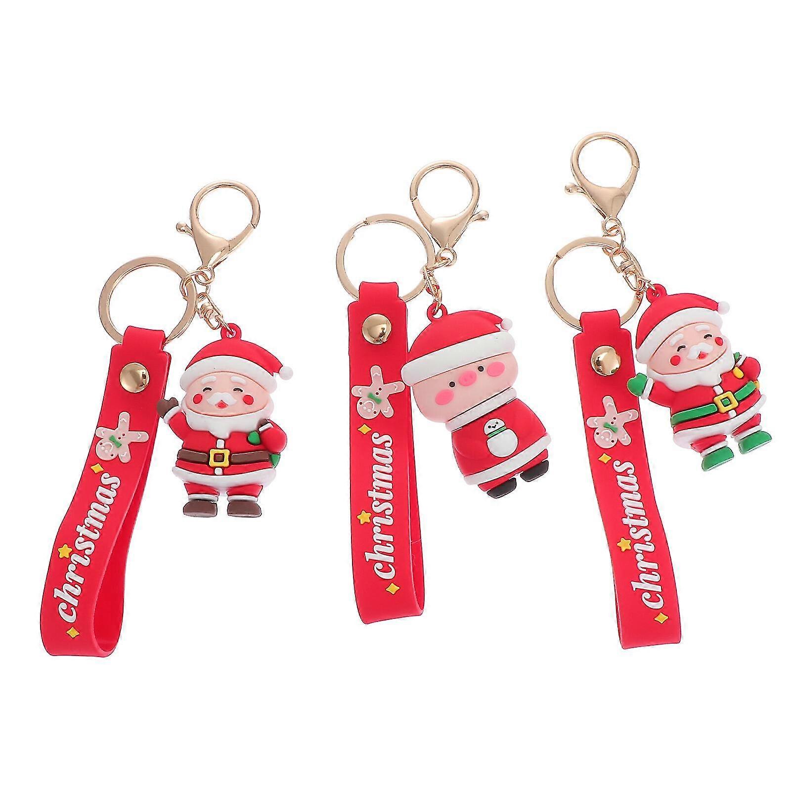 3pcs Ceative Key Chains Santa Claus Modeling Key Chains Key Bag Pendants