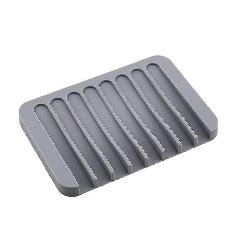Self-flowing silicone soap dish for bathroom or kitchen grey