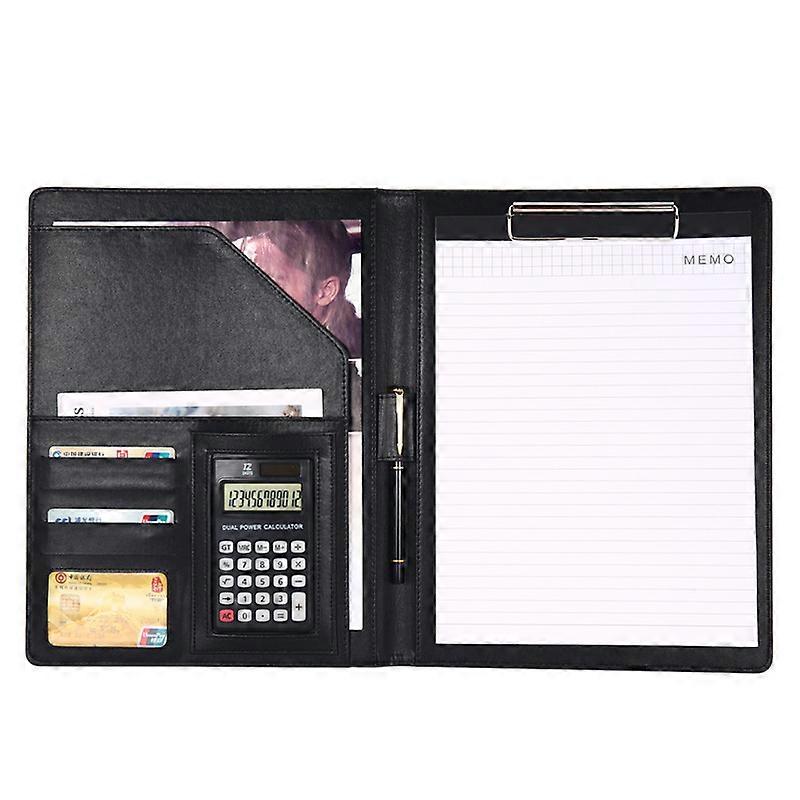 A4 File Organizer Portfolio Folder Document Bags PU Leather Notepad