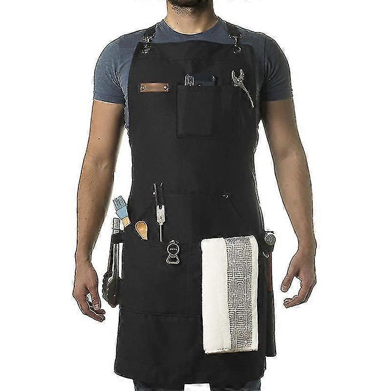 Chef, Bbq And Work Apron With Bottle Opener And Hand Towel - Durable 10oz Cotton Canvas, Brass Hardware And Cross Back Straps  TA
