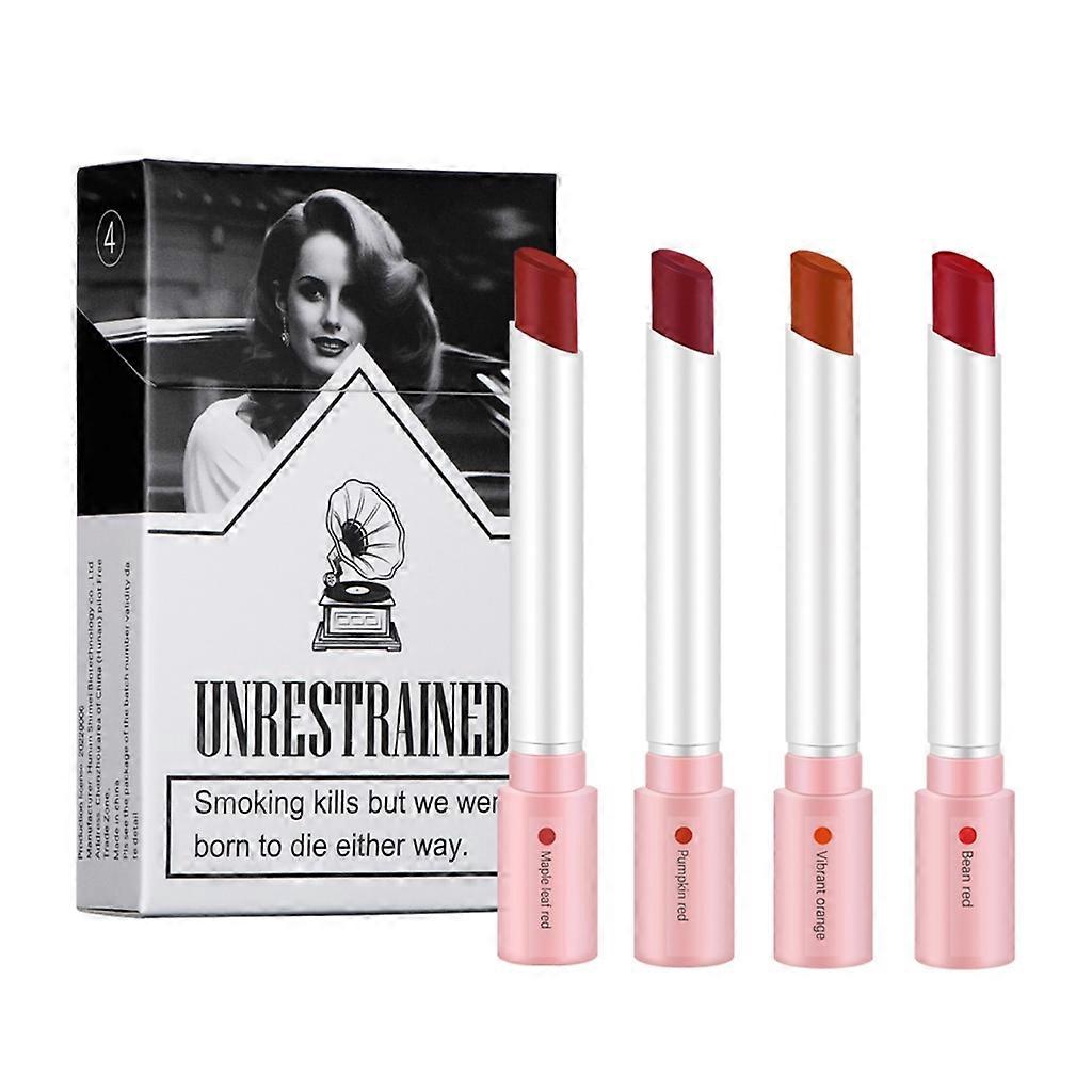 Rauch Matte Zigarette Lippenstift Lipgloss Zigarette Lippenstift Set 4 Farben Matt Lang Anhaltend Wasserdicht Matt Lippenstift