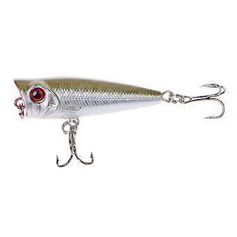 1PC Popper 50mm 4.5g Leurres De Pêche Crankbait Manivelle Leurre Appât S’attaquer Treble Hameçons