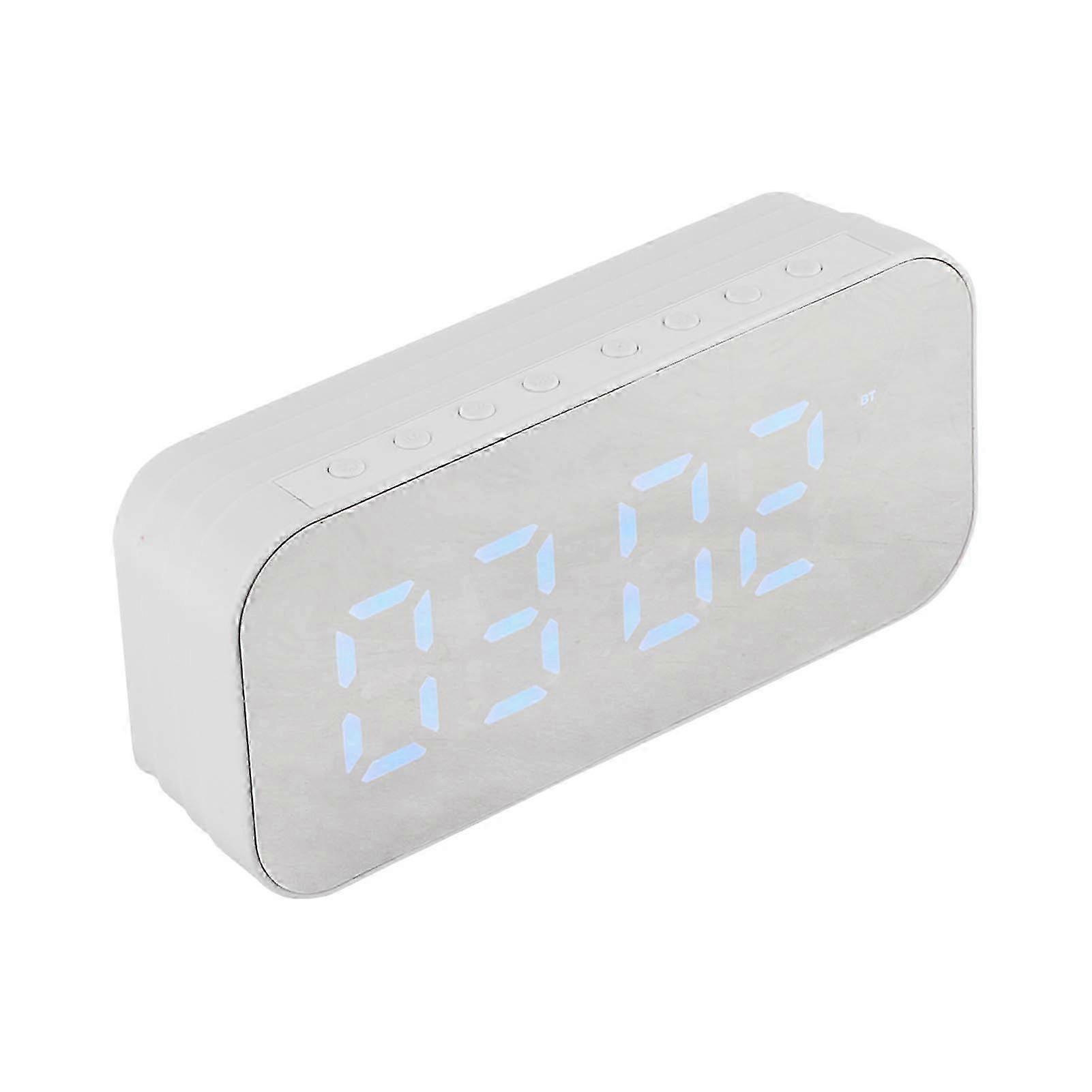 Bluetooth Speaker Alarm Clock Portable Mini High Volume Multifunctional Wireless Speaker for Home and Outdoor White