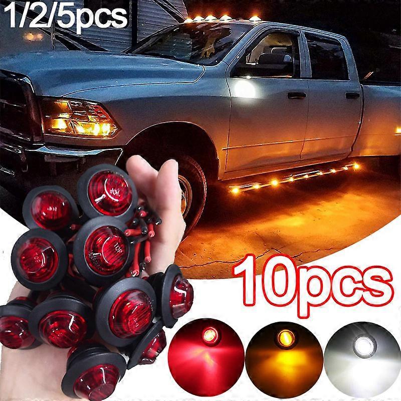 Round 3/4" LED Side Marker Light 12V 24V Orange Amber Indicator Signal Grille Lamp Truck Trailer Caravan Camper 10/5/2PCS