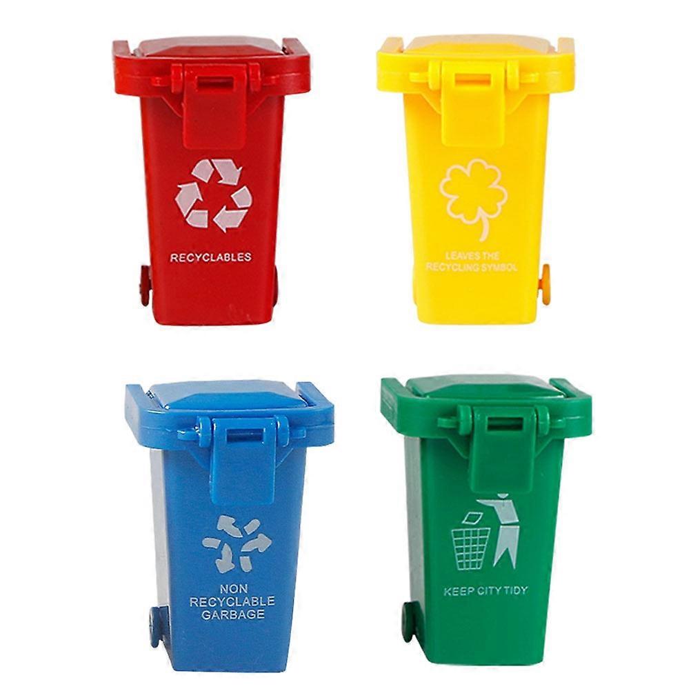4 Pcs Miniature Toys Mini Trash Can Small Garbage Truck Trash Cans Toy Vehicles Garbage Truck S Trash Cans