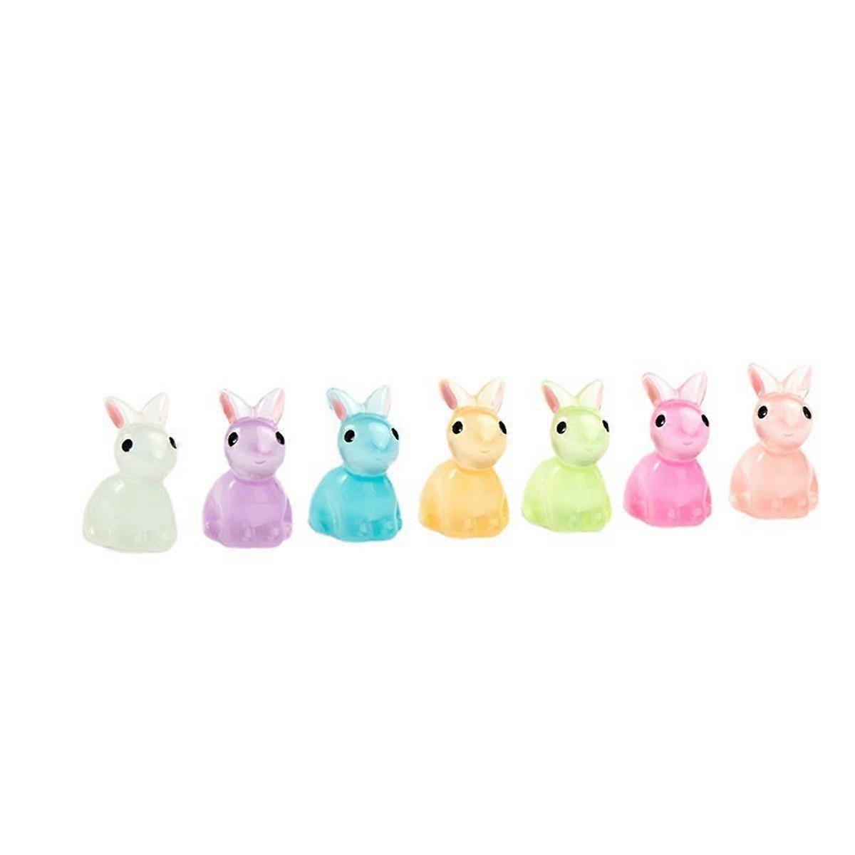 200PCS Mini Luminous Rabbit Luminous Mini Resin Bunny Miniature Rabbit Figurines Glow in the Miniature Bunny Figurines
