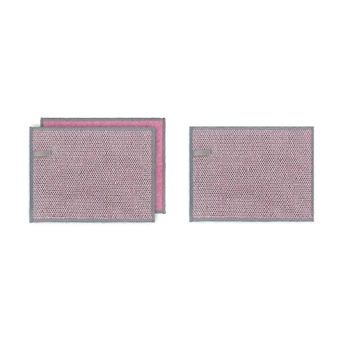 Lot de 3 chiffons à vaisselle multi-usages, tampons à récurer réutilisables, parfaits pour le nettoyage humide et sec de la vaisselle et des éviers, rose