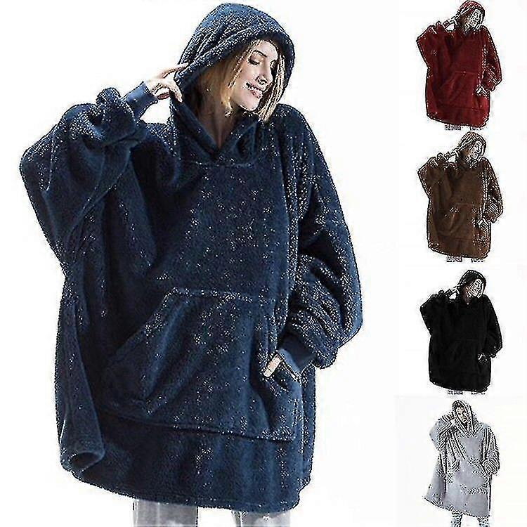 Slip Reversible Fleece Thickened Hoodie Couple Lounwear Pulr Et Pajamas