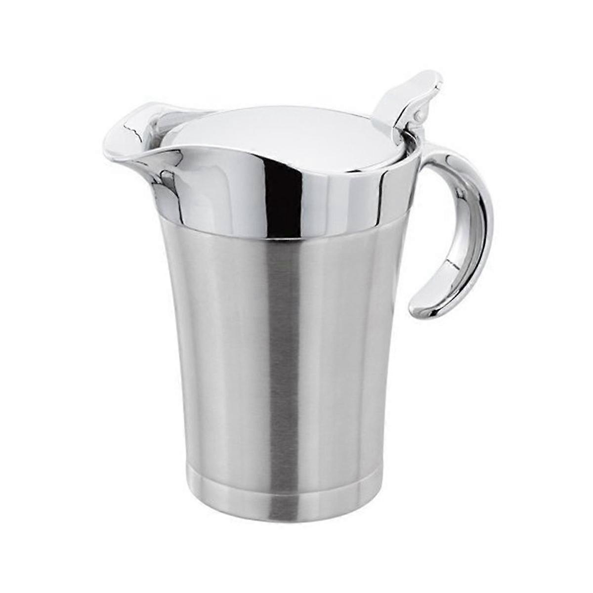 Stainless Steel Oil Sauce Pot Dining Table Jug Custard Cream Ketchup Double Walled Insulated Therma