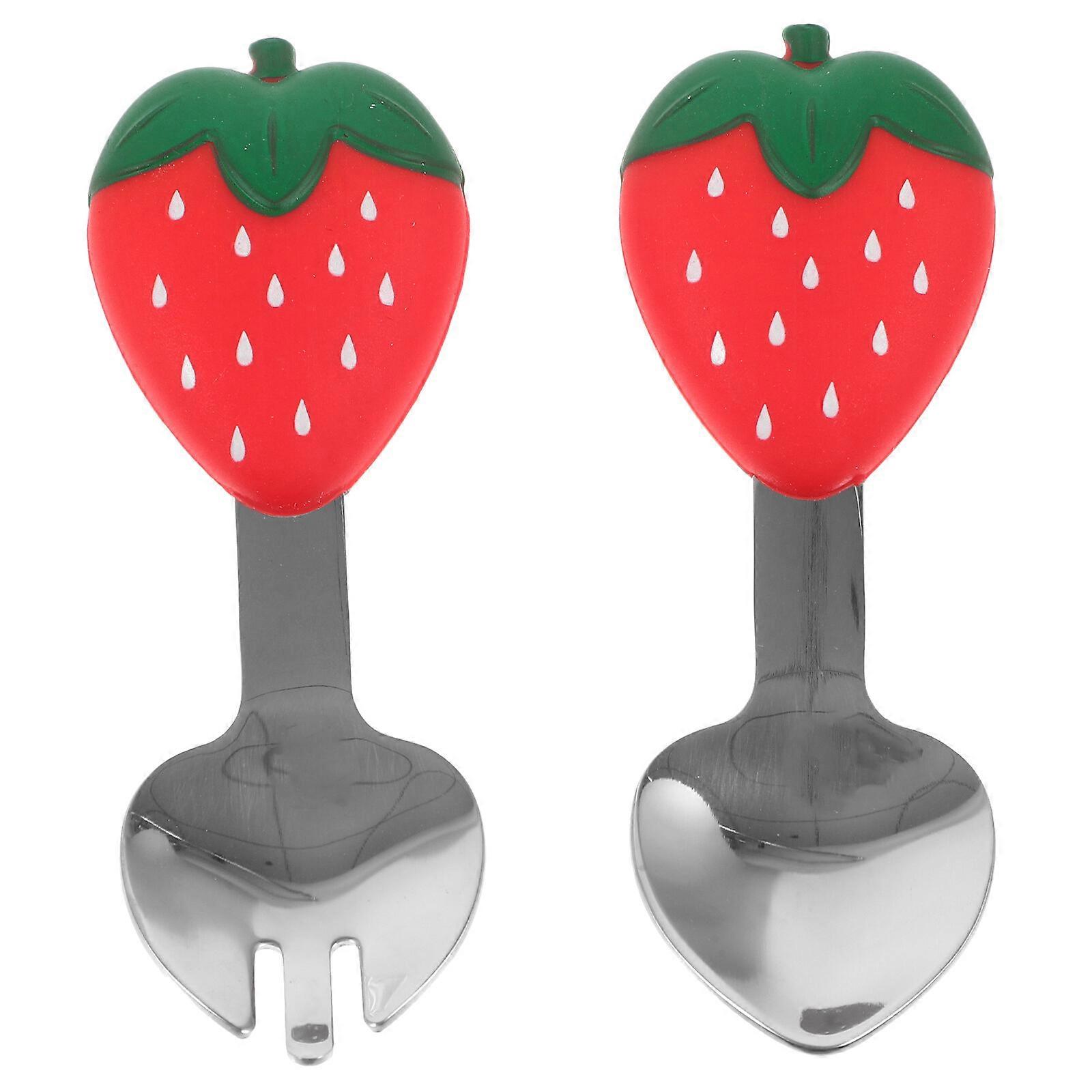 1 Set Toddler Fork and Spoons Set Baby Training Self Feeding Utensil Easy Gripping Toddler Cutlery Kit