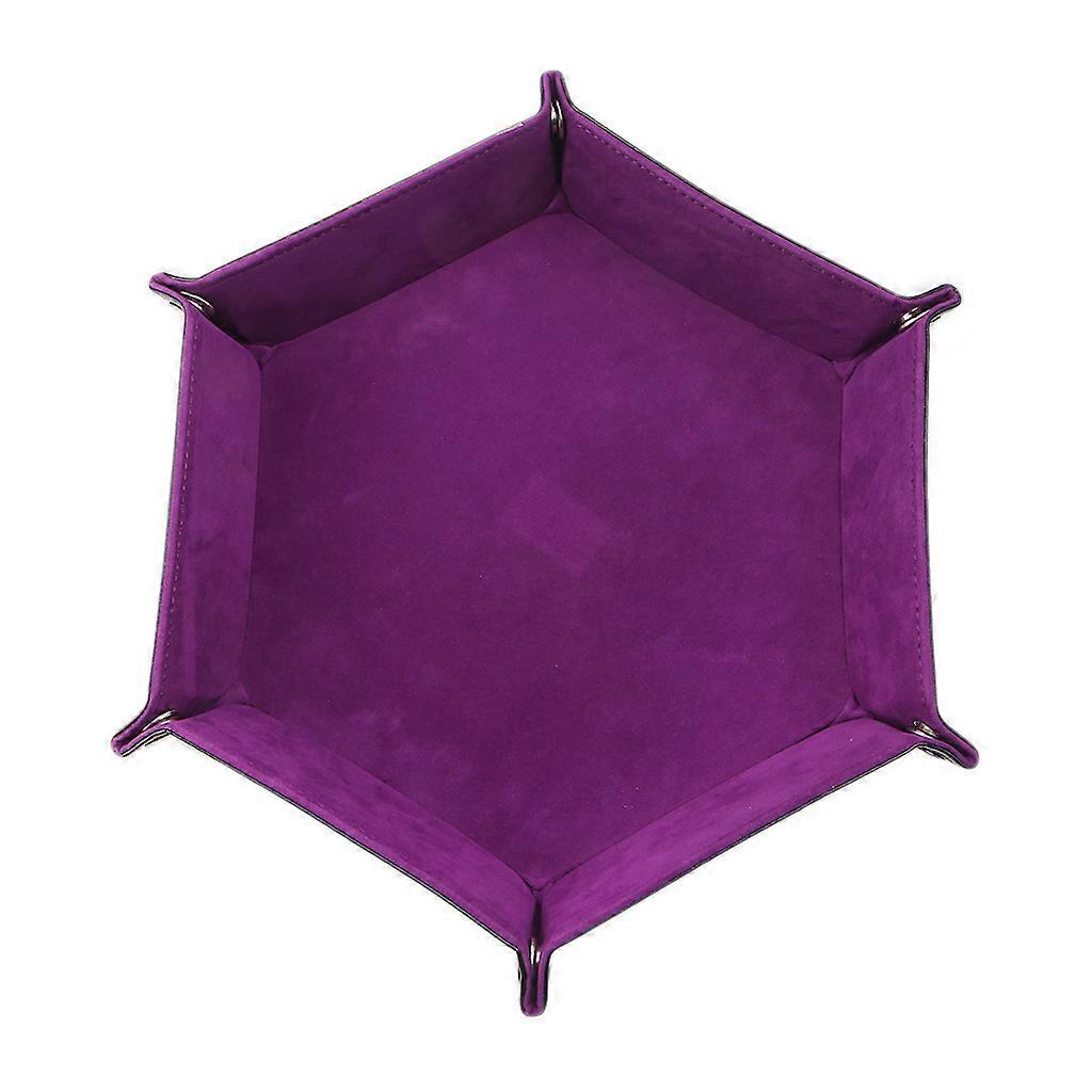 Dice Tray Dice Game Foldable Hexagon Holder PU Leather Holder