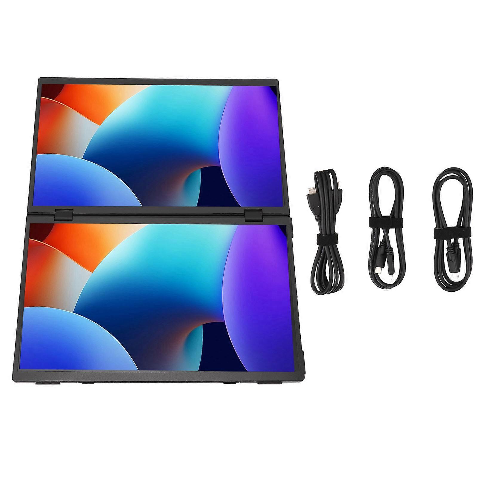 15.6 Inch Portable Dual Screen Display 1080P Triple Laptop Screen Extender USB C Travel Extended Computer Display 360 Degree Rotation 60Hz for Laptops