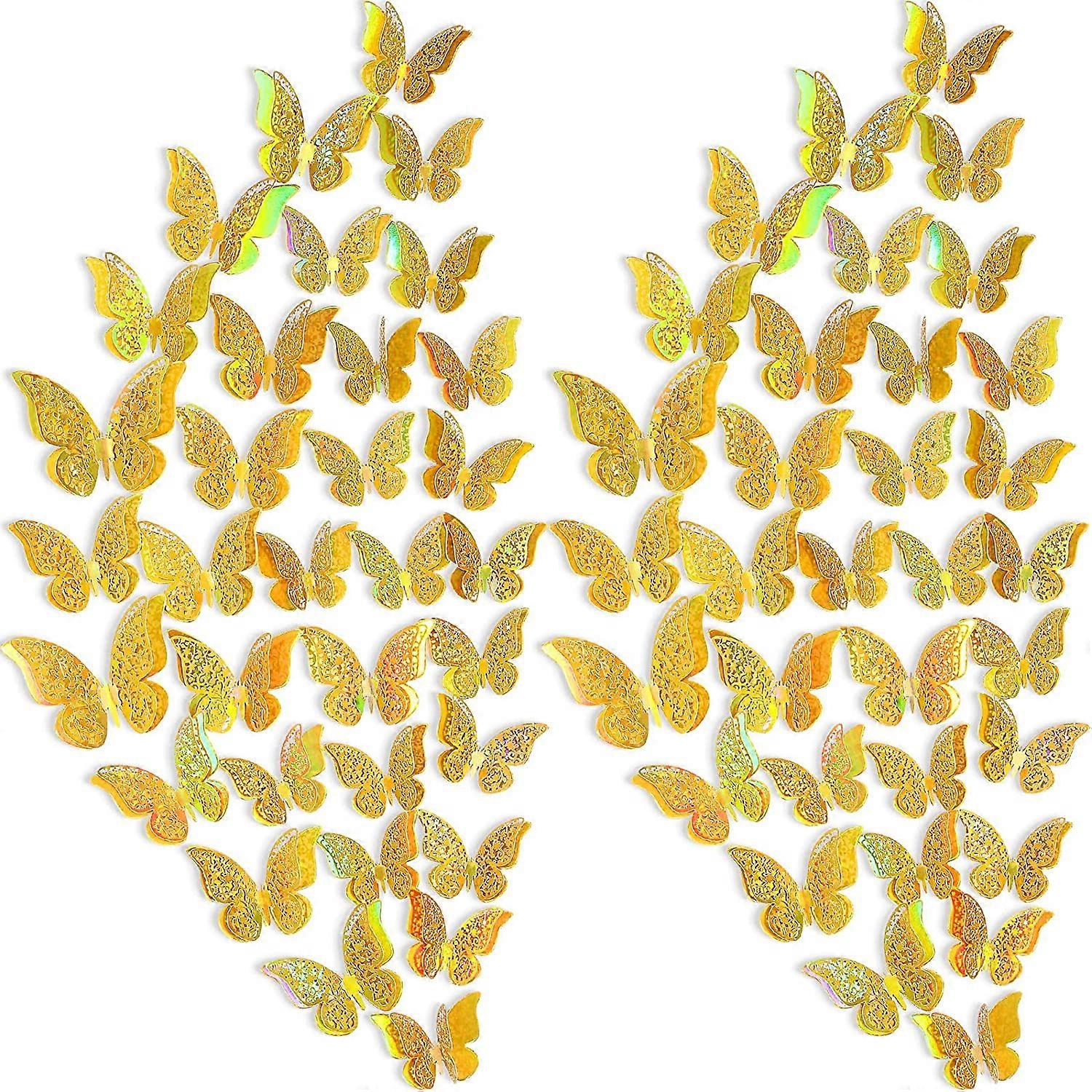 120 قطعة 60 زوجا 3D طبقات فراشة ديكور الجدار ملصقات فراشة قابلة للإزالة ملصقات جدارية مجوفة DIY الحرف اليدوية الجدار الفن الزخرفية لغرفة الطفل المنزل