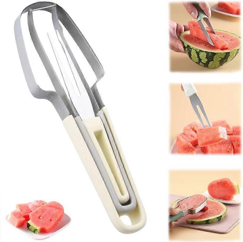 3-in-1 Watermelon Fork Slicer Cutter, Stainless Steel Watermelon Popsicle Cutter