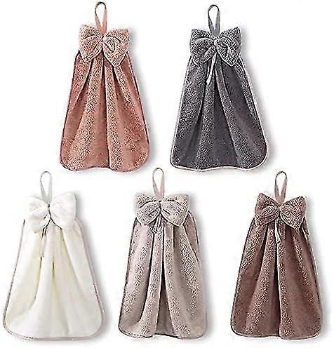 5pcs Hand Towels With Hanging Loop For Bathroom And Kitchen