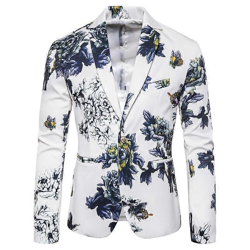 Men Fashion Floral Pattern Suit Jacket Blazer