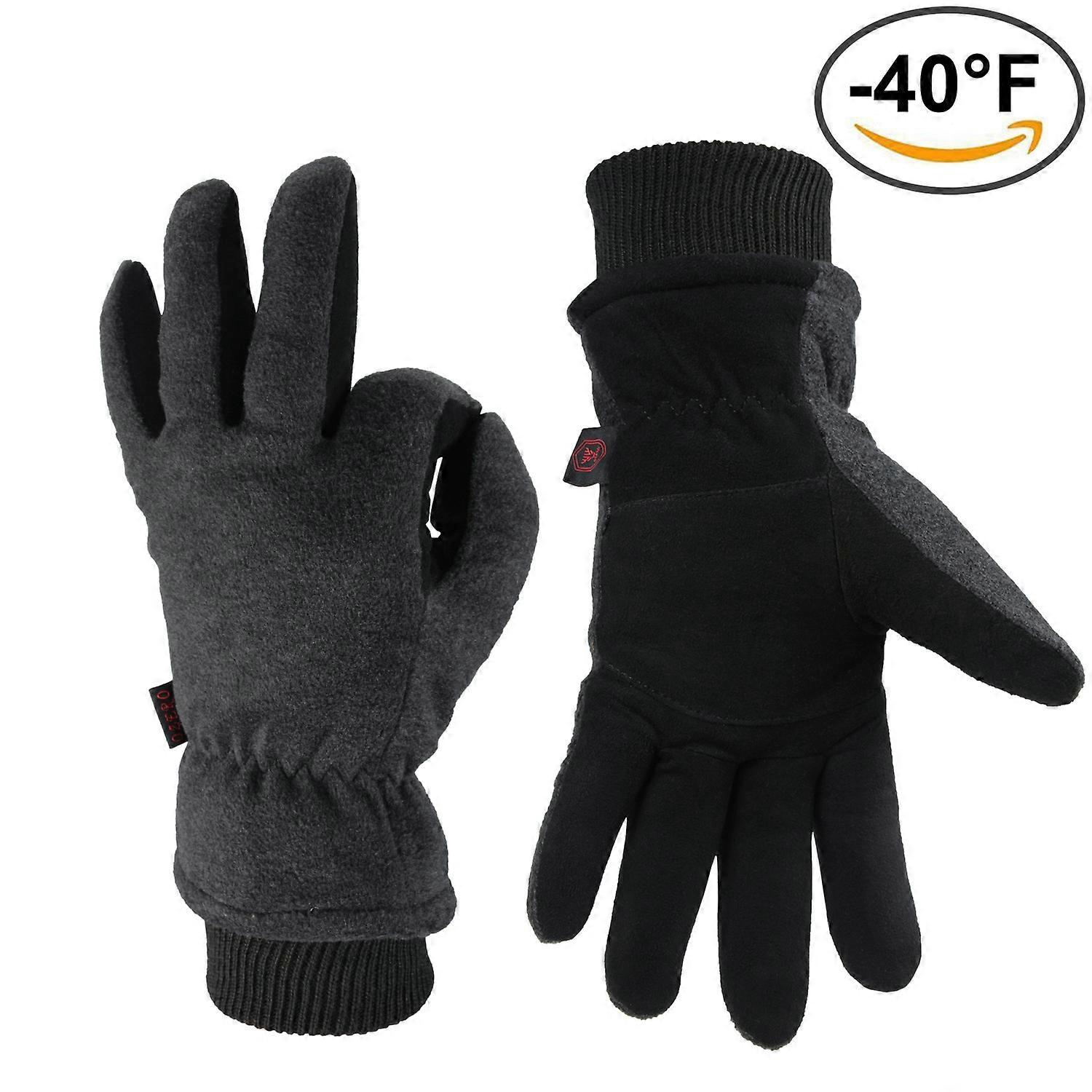 Winter Gloves -40F Cold Proof Deerskin Suede Leather Insulated Water-Resistant Windproof Thermal Glove