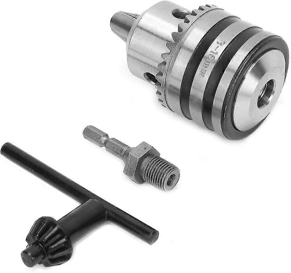3.0 - 16mm 1/2-20 Unf Drill Chuck With Chuck Key And 1/4 Hex Head Adapter