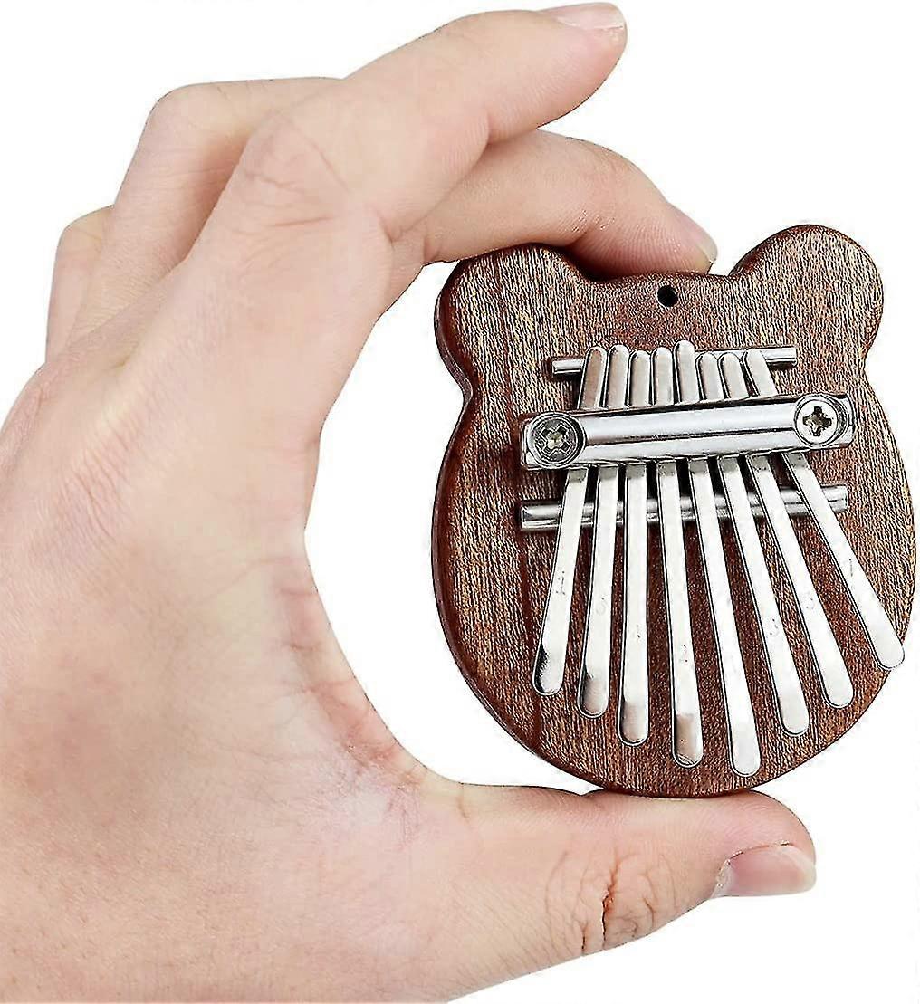 Thumb Piano, 8 Key With Tuning Hammer Mini Portable Mini Practical Profession Durable Solid Wood Bear Shape For Beginners Child Gift For Musica