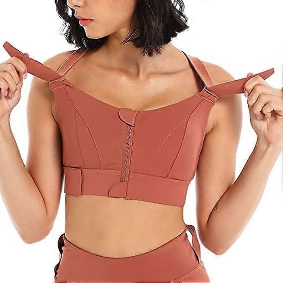Workout Running Sports Bras for Women High Impact High Support Zip Front Adjustable Shoulder Straps Cross Back Crop Top
