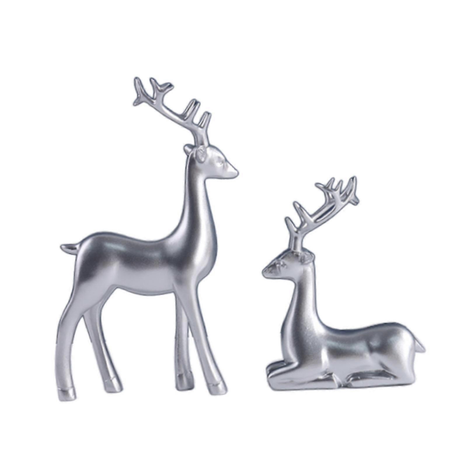 Reindeer Statue Ornaments Modern Deer Statue for Desktop Bookshelf Farmhouse Gold